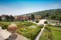 A view down the hill from one of the higher levels of Villa Garzoni gardens, Italy.
