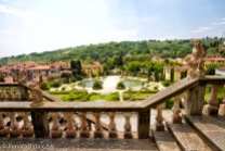 A view from one of the terraces in Villa Garzoni gardens, Italy.
