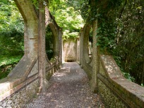 A bridge beside labyrinth area, Villa Garzoni gardens.